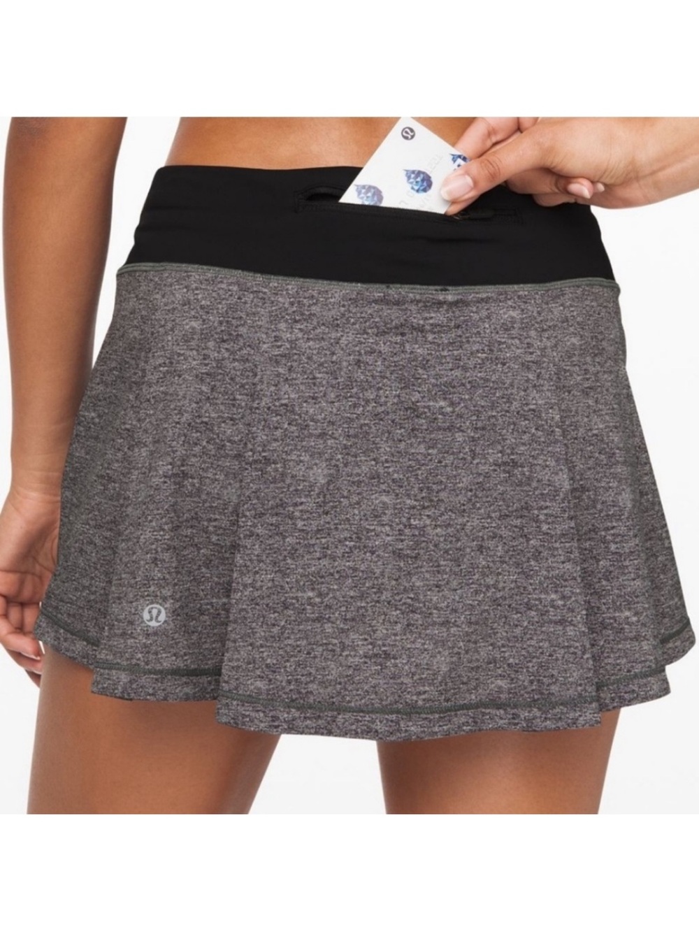 Lululemon Pace Rival Skirt Skort Grey Black
